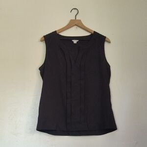 Calvin Klein Black Sleeveless Blouse with Pintuck Details Sz Med Women